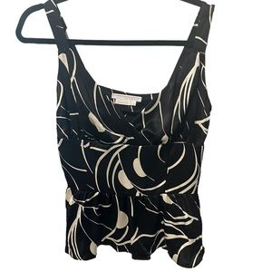 To the Max Black and White Sleeveless Peplum Top